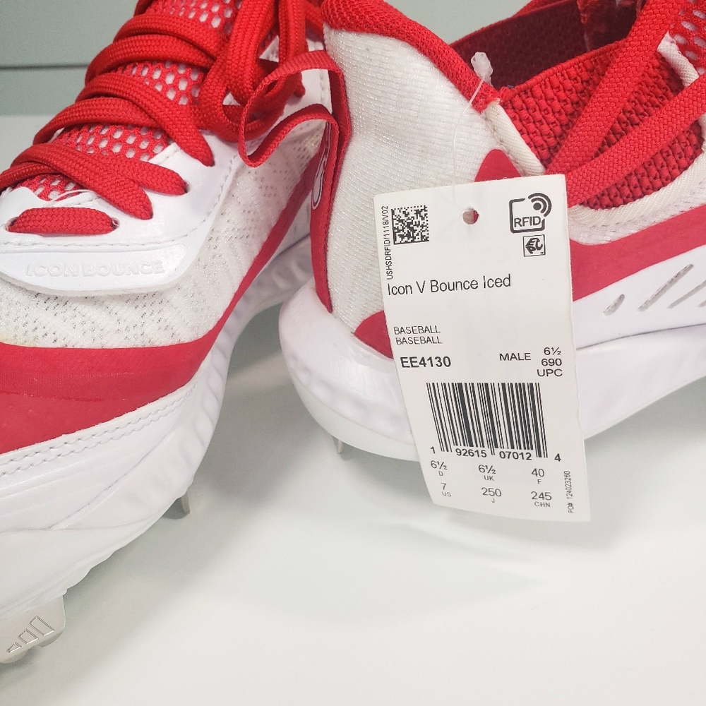 Adidas Icon V Bounce Iced Out EE4130 Red White Baseball Cleats Men 7 Women 8 - Picture 13 of 13